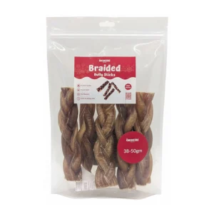 Premium Braided Bully Sticks | 6”(38–50g Each) | 5-Piece Box